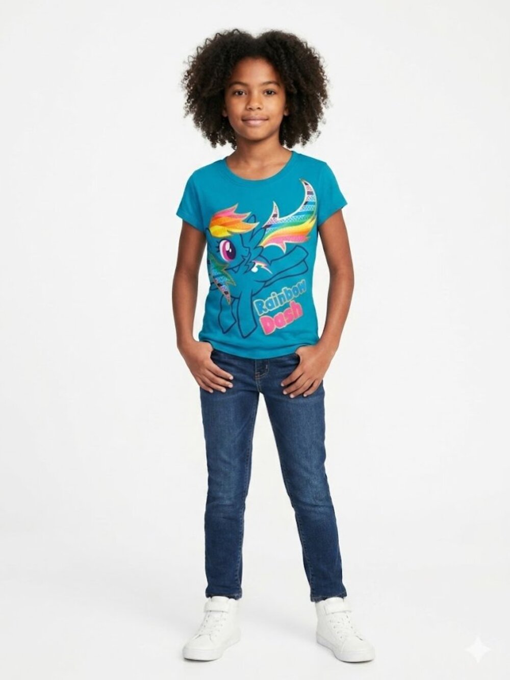 My Little Pony Rainbow Dash Tee Girls Short Sleeve Size L 10/12 Turquoise